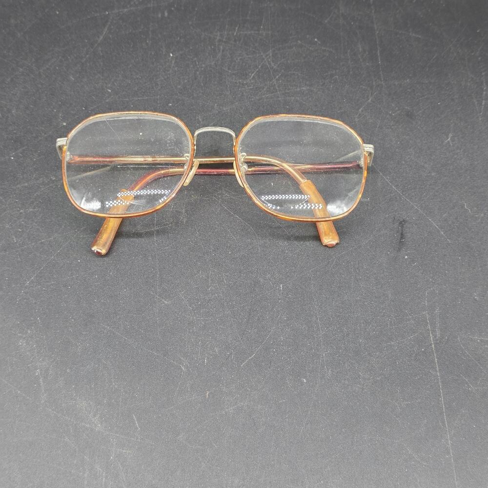Vintage Eyeglass Frames 55-18 Full Rim Tortoiseshell Metal Gold Tone